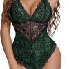 Lingerie for Women One Piece  Crotch Teddy Bodysuit Contrast Lace Mini Babydoll